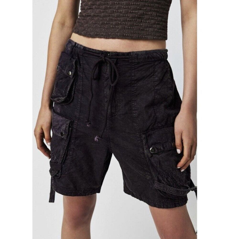 Free People Moon Bay Parachute Shorts Size Large Black - Picture 1 of 8